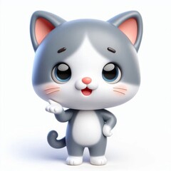 Naklejka premium 3d white cat