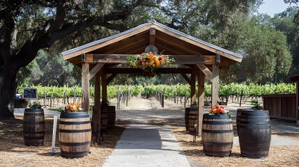 Obraz premium Beautifully Crafted Rustic Wedding Arch Rental Option for Any Special Event