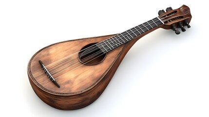 Fototapeta premium Realistic high-resolution image of a classic wooden lute with ornate design accents