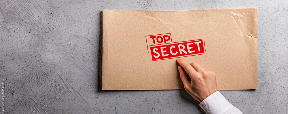 Poster a hand reaching for top secret file, emphasizing intrigue and confidentiality of sensitive informati