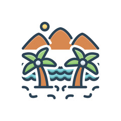 Color illustration icon for beach