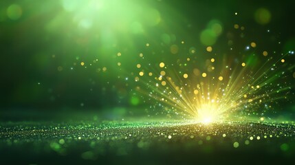 Naklejka premium Green glowing background with a radiant, shimmering effect, creating a vivid and engaging visual space