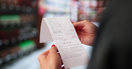 Supermarket Purchase Receipt At Grocery Market