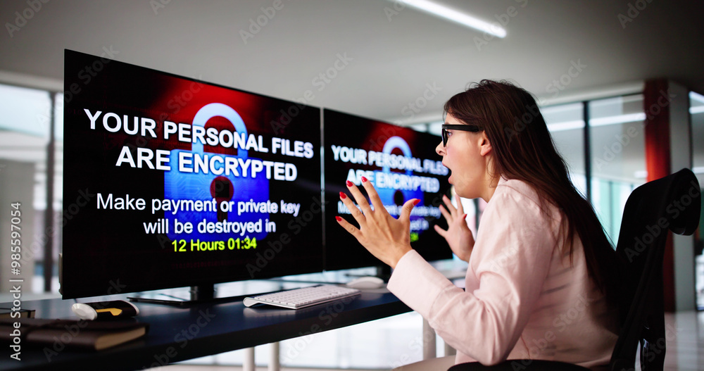 Aufkleber ransomware cyber attack using malware