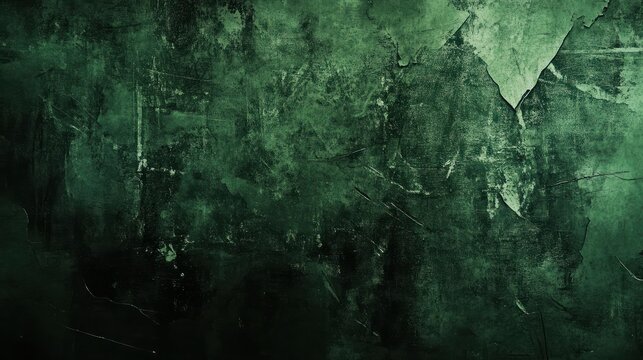 An abstract dark green grunge background offers a textured, edgy background for various designs.