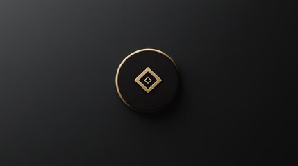 Minimalist gold and black geometric logo design on a black background.