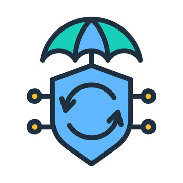 blue shield with green umbrella protection clip art preview