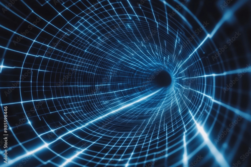 Poster abstract 3d wormhole science tunnel grid background