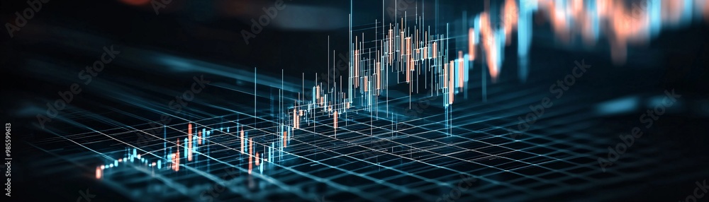 Poster digital graph showing sharp declines in interest rates, global financial crisis concept