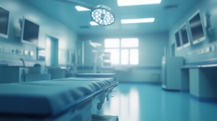 Blurring the Background in a operating room hospital concept blurred background light clear 3D rendering.