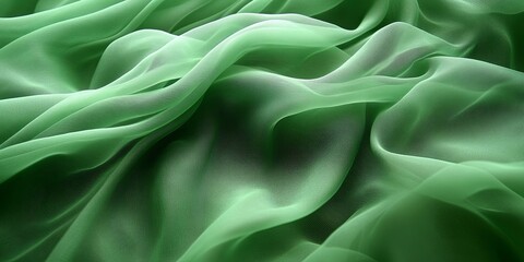 Obraz premium Abstract Green Fabric Draped in Gentle Waves, Showing Delicate Texture and Smooth Surface