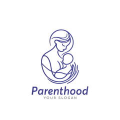Family and Kids Design Element. parenthood, motherhood logo design. mom and baby logo design idea.