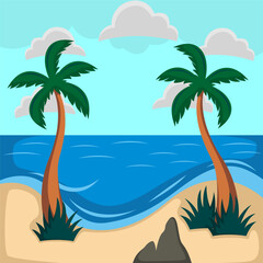 Obraz premium Summer beach scene vector background