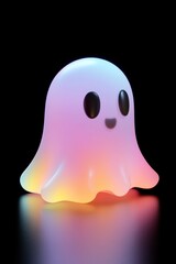 Minimalist 3D Cartoon Ghost Icon with Gradient Colors in a Playful and Modern Style
