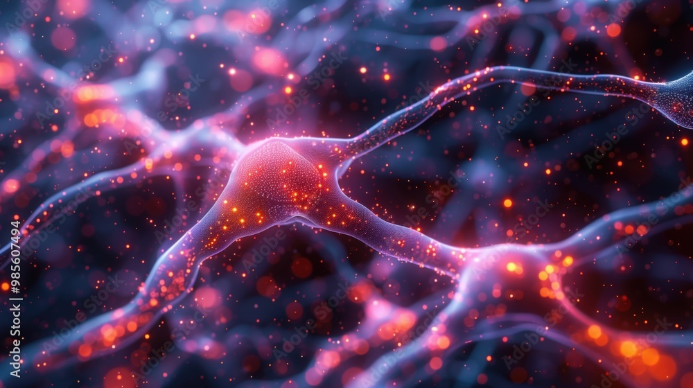 Poster neural network closeup a vibrant display of synaptic connections and interactions