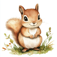 Squirrel watercolor clipart illustration isolated © yuniazizah