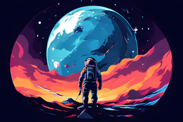 Obraz premium person and moon