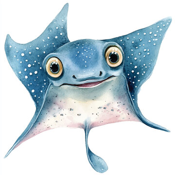 recommend clip art: Stingray watercolor clipart illustration isolated