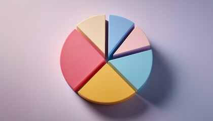 Fototapeta premium Colorful 3D pie chart on a solid pastel background 
