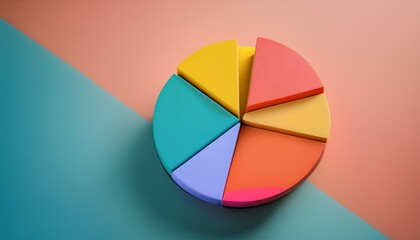 Obraz premium Colorful 3D pie chart on a solid pastel background 