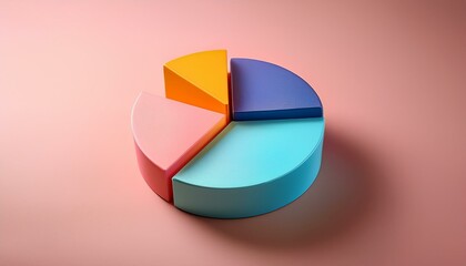 Obraz premium Colorful 3D pie chart on a solid pastel background 