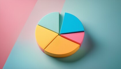 Obraz premium Colorful 3D pie chart on a solid pastel background 