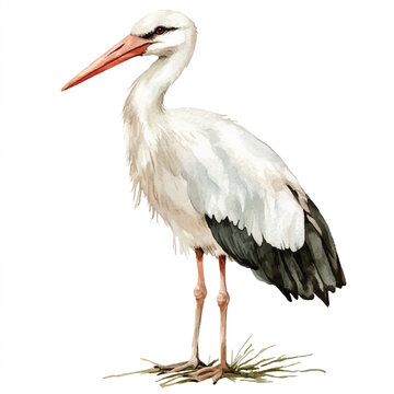 recommend clip art: Stork watercolor clipart illustration isolated