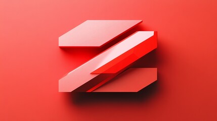 Red 3D geometric shapes creating the letter Z on a red background.