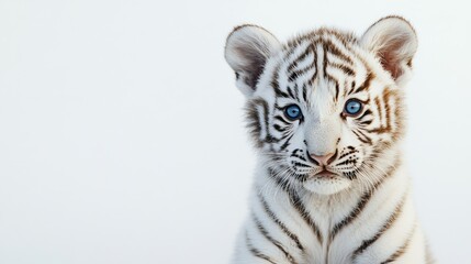 Obraz premium A baby tiger is running on a white background