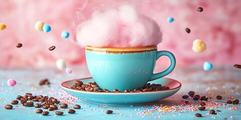 Fototapeta premium Coffee and Cotton Candy.