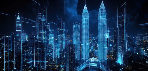 Cyberpunk Cityscape with Glowing Towers