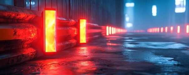 Futuristic City Protected by Energy Barrier from Glowing Hazard - 3D Illustration