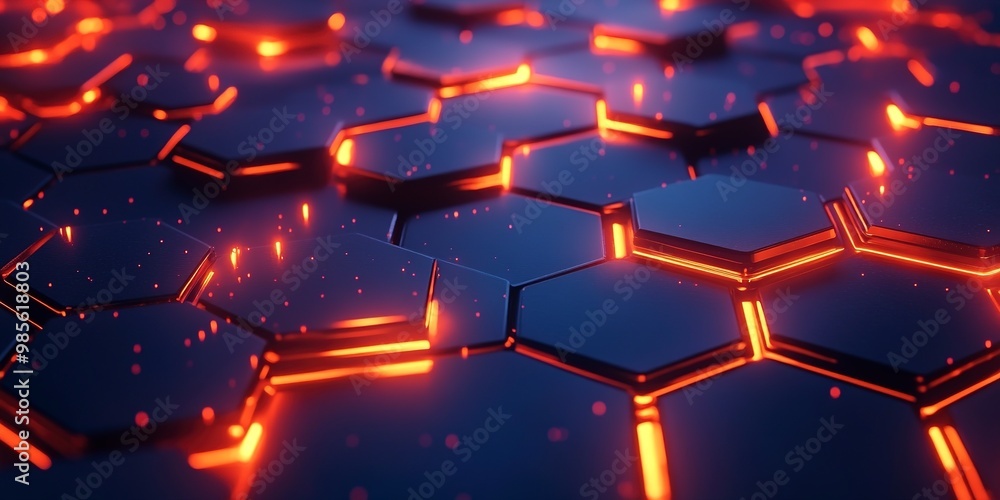 Poster Abstract background with glowing lights hexagon