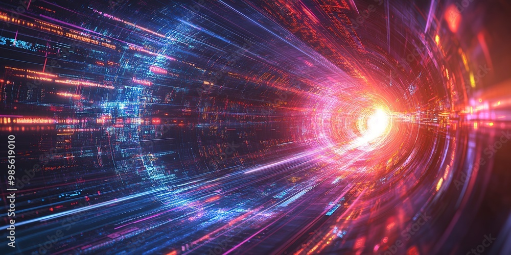 Poster abstract background that represents the limitless possibilities and horizons of it technology in the