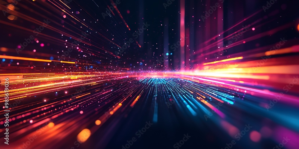 Poster abstract background that represents the limitless possibilities and horizons of it technology in the