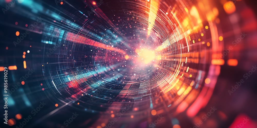 Poster abstract background that represents the limitless possibilities and horizons of it technology in the