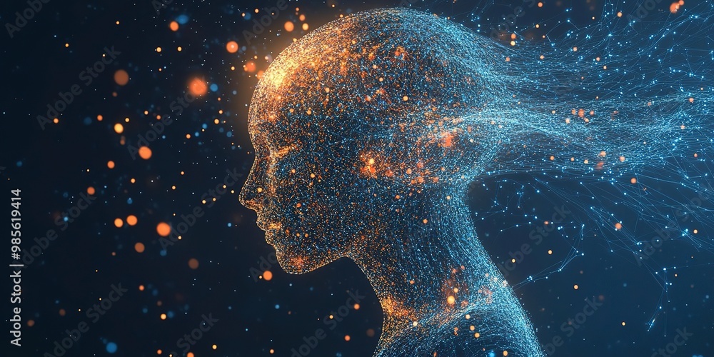 Poster abstract ai learning technology, big data learning