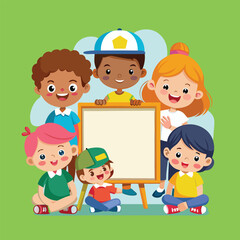 Welcome Back to school web banner, doodle on checkered paper background, vector illustration