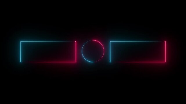 Seamless loop animation rectangles frame ultra video motion graphic. Animated borders frame glowing neon lights loop animation. 
