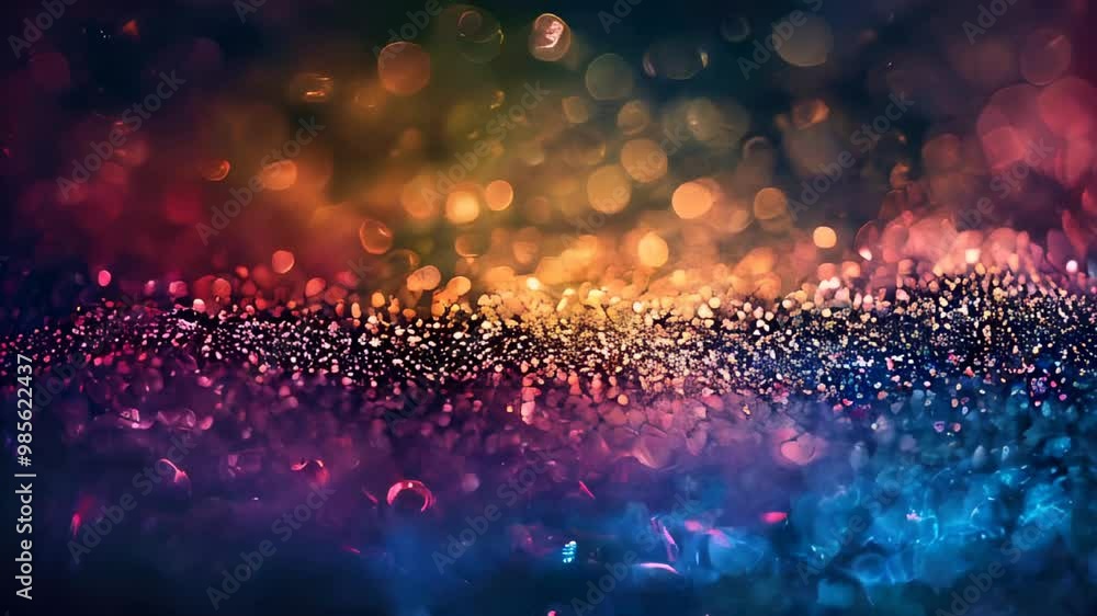 Poster abstract background featuring colorful glitter and bokeh light effects, creating a magical and encha