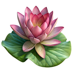 lotus flower, 3D render style, isolated on transparent white background, clipping path 