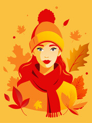 girl with autumn leaves