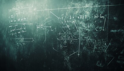 A Close-Up of a Chalkboard Covered in Handwritten Mathematical Equations