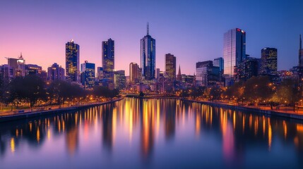 Obraz premium Melbourne Skyline at Dusk.