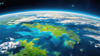 Fototapeta premium Earth from Outer Space: A View with Satellites