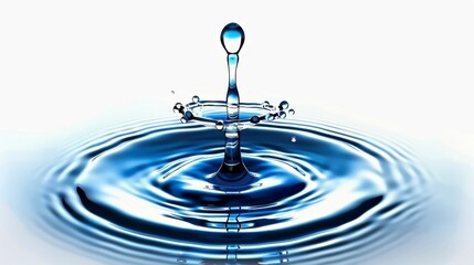 Watercolor illustration of a single droplet of water creating ripples on a clear surface