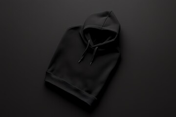 Black Hooded Sweatshirt on a Black Background