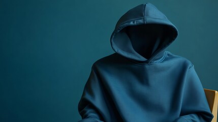 A Person Wearing a Blue Hoodie With Their Face Covered