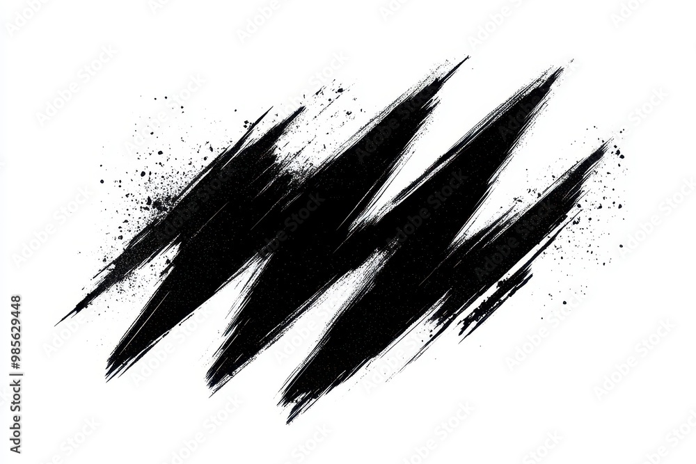Aufkleber abstract black brush strokes with splatters, creating a dynamic and bold visual effect.