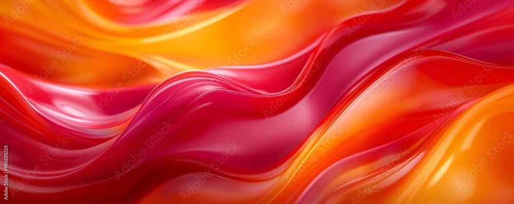 Poster retro-inspired abstract waves in vibrant reds and yellows, textured design with rhythmic patterns, e